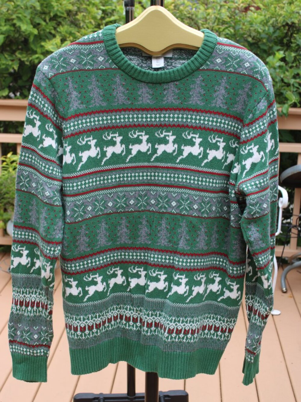 ASPEN Vintage Winter Men Sweater SZ L Pullover green 100 Cotton Crew Neck